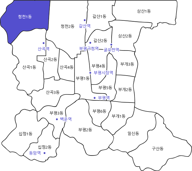 인천 지역구별 지도